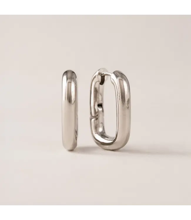 Midi Paperclip Puff Hoop Earring- Silver