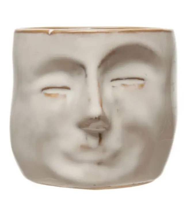 Mini Stoneware Planter w/ Face
