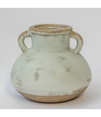 Ceramic 2 Handle Vase, Wide
