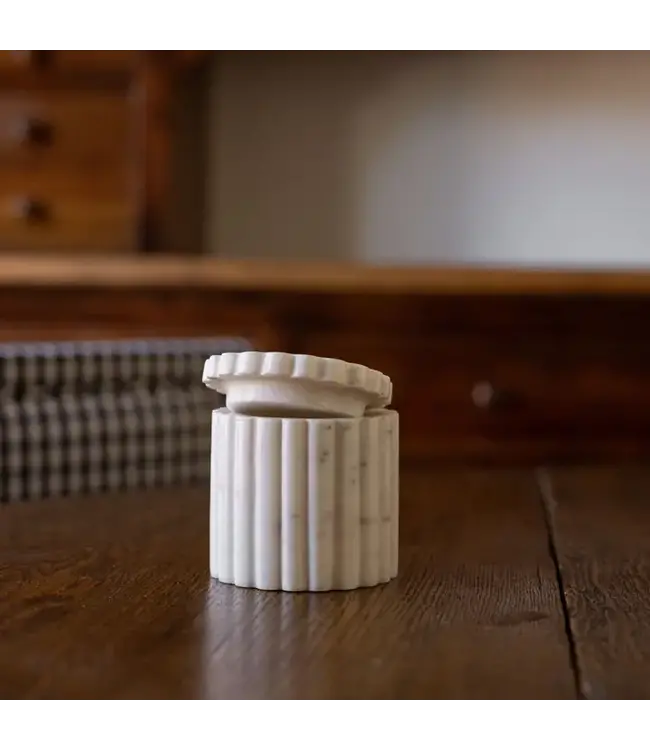 Fluted Jar Canister White Marble