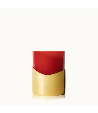 Thymes Simmered Cider poured candle with sleeve, Harvest Red
