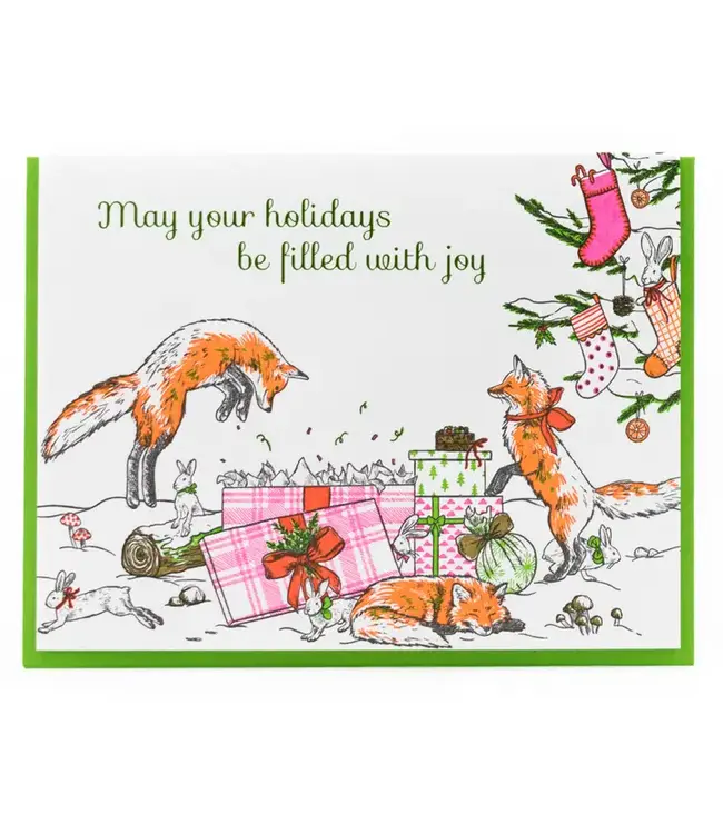 Foxes' Christmas Morning Card