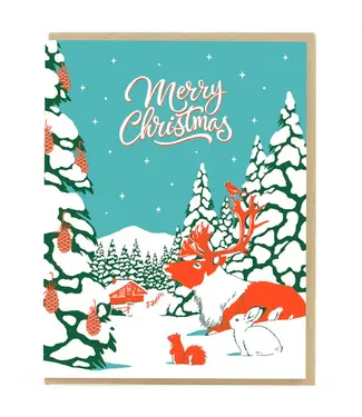 Vintage Animal Country Christmas Card