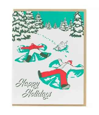 Vintage Snow Angels Holiday Card