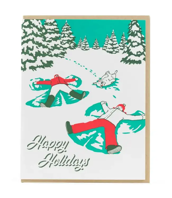 Vintage Snow Angels Holiday Card