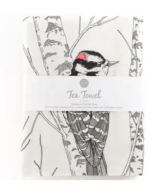 Downy Woodpecker Tea Towel