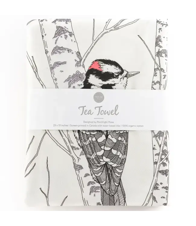 Downy Woodpecker Tea Towel
