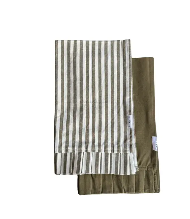 Olivee Green & White Stripes Ruffle Kitchen Dish Towel