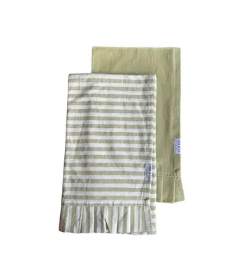 Spring Sage Green & White Stripes Ruffle Kitchen Dish Towel
