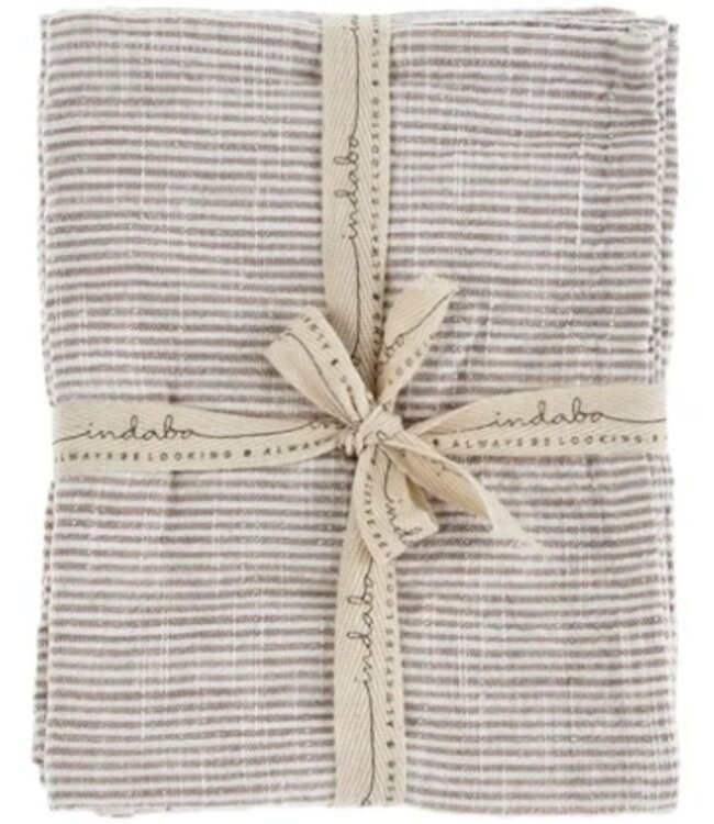 Indaba Chef Stripe Tea Towels S/2, Mink