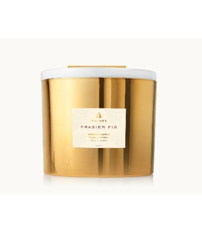 Thymes Frasier Fir Candle 3 Wick Gold 17OZ