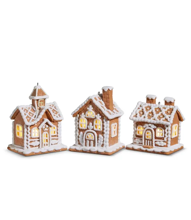4.25" Lighted Gingerbread House Ornament