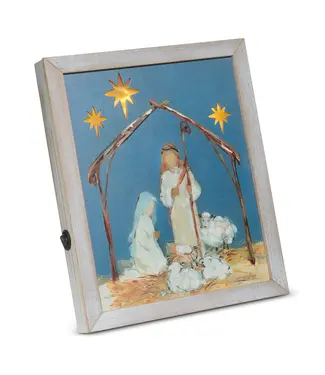 11.75" Holy Night Lighted Framed Print
