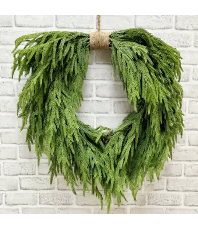 24" Fresh Touch Norfolk Island Pine Heart Shape Wreath