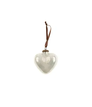 Indaba Holiday Heart Ornament, M Antique Ivory