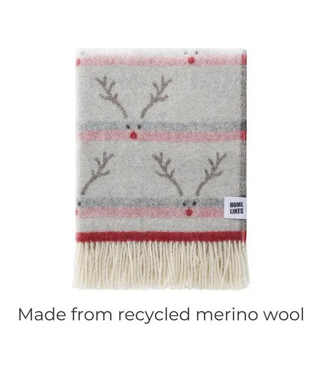 Festive Reindeer Recycled Merino Throw