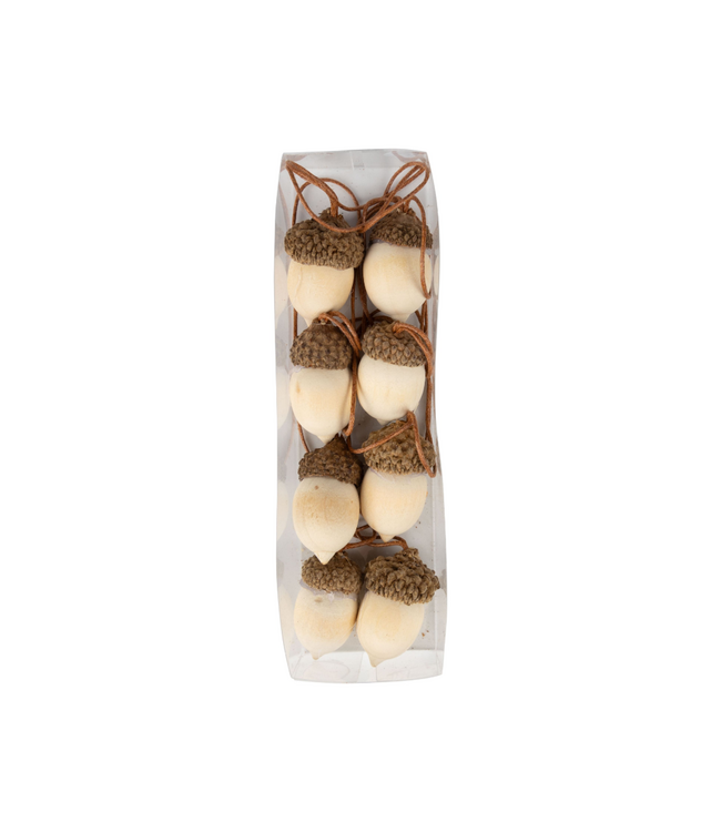 Set of 8 Wood Acorn