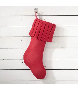 Red Ruffled Burlap Christmas Stocking