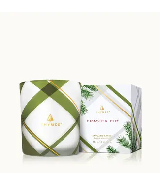 Thymes Frasier Fir Medium Frosted Plaid Candle