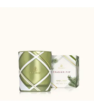 Thymes Frasier Fir Frosted Plaid Candle 6.5oz