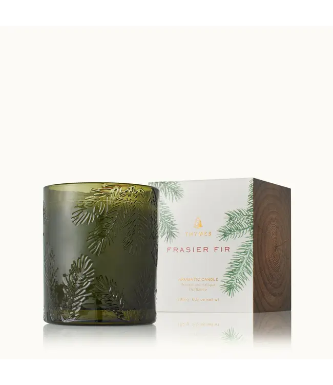 Thymes Frasier Fir Molded Green Glass Candle
