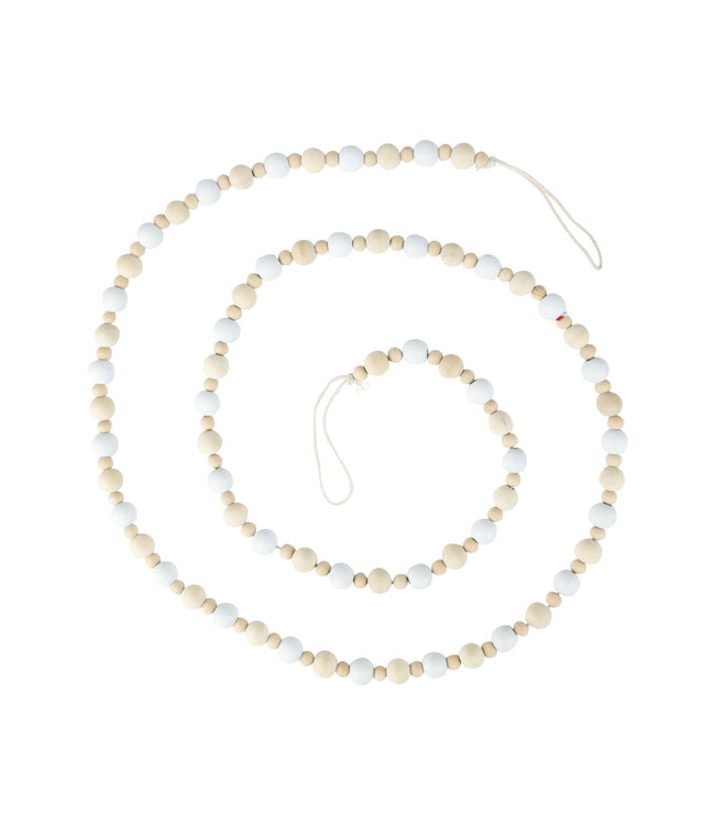 White and Natural Wood Bead Garland, 70 in