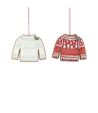 Asst'd Resin Gingerbread Sweater Cookie Ornament, 2.5x3 in