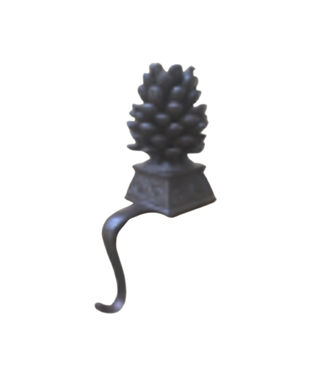 Cast Iron Pine Cone Stocking Holder, 8x5 in