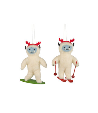 Asst'd Felt Yeti Ornaments, 3-4 in