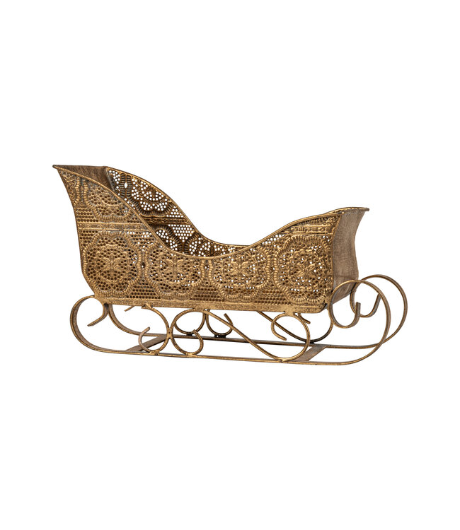 Medallion Filigree Metal Sleigh Table Piece 10 in