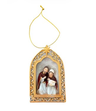 Painted Resin Framed Nativity Scene Ornament, 4 in