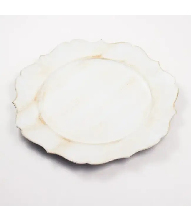 Cartouche Charger Antique White 13"