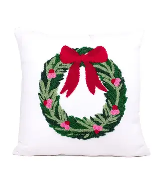Clara Wreath pillow Red/Green 16x16