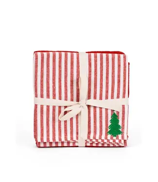 Christmas Tree Hand Towel Set Red/Soft White/ Green 20x28 Set of 3