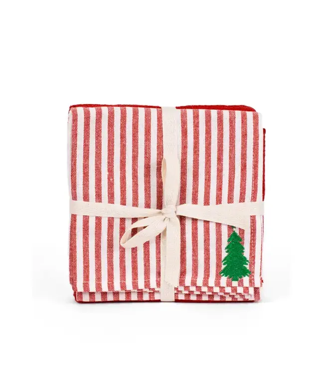 Christmas Tree Hand Towel Set Red/Soft White/ Green 20x28 Set of 3