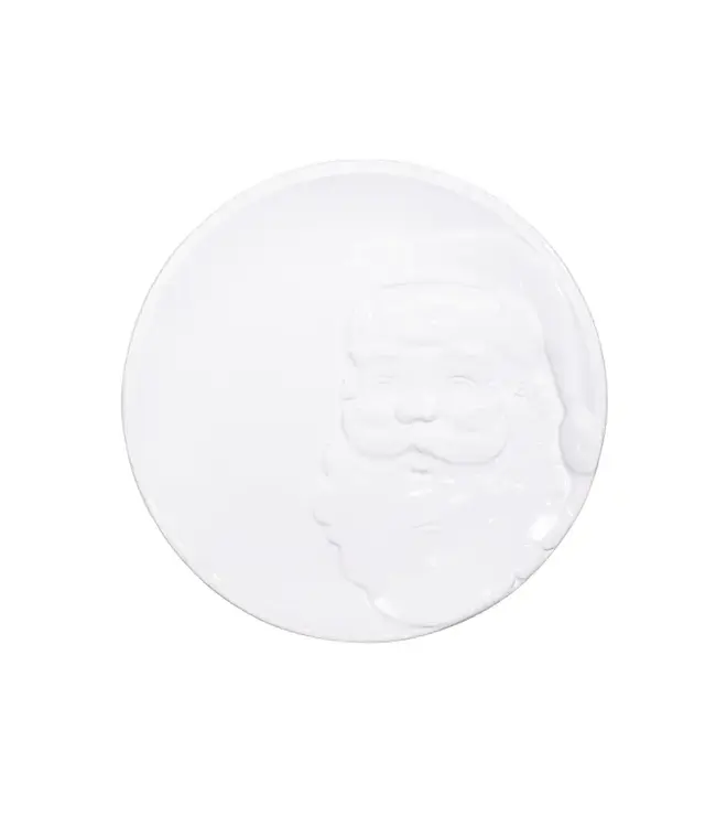 Santa Embossed Round Platter White 11.5"