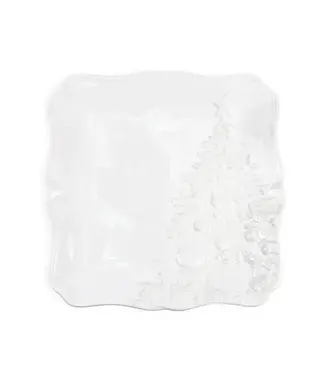 Tannenbaum Embossed Square Platter White 11.5x11.5