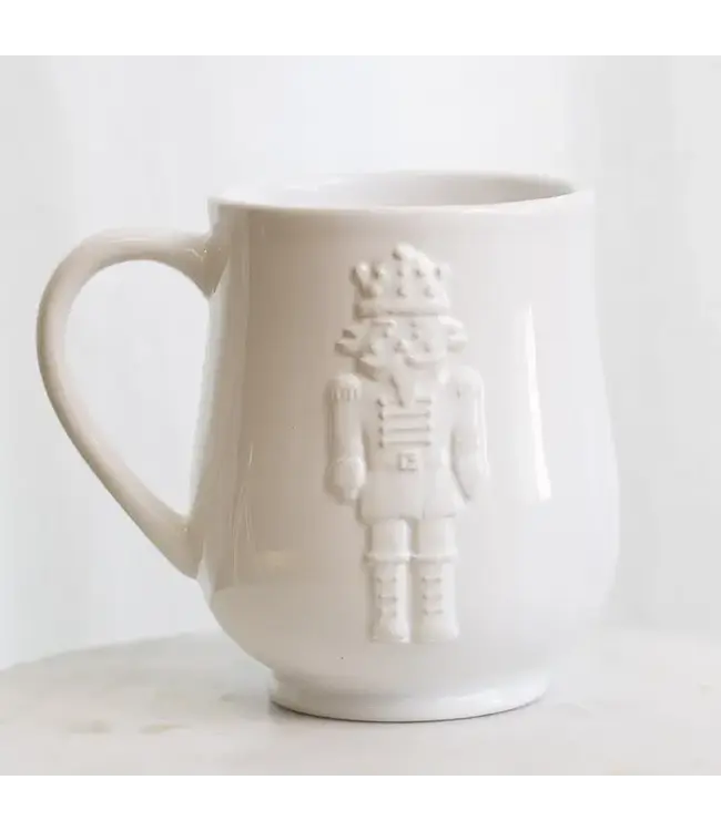 Royal Nutcracker Embossed Coffee Mug White 18oz