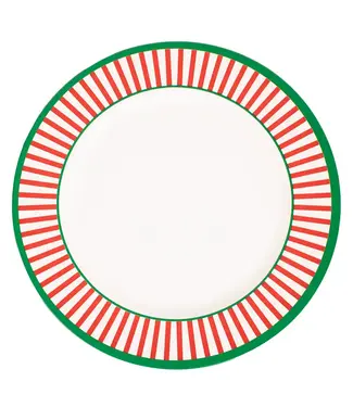 Christmas Stripe Charger White/Red/Green 13"