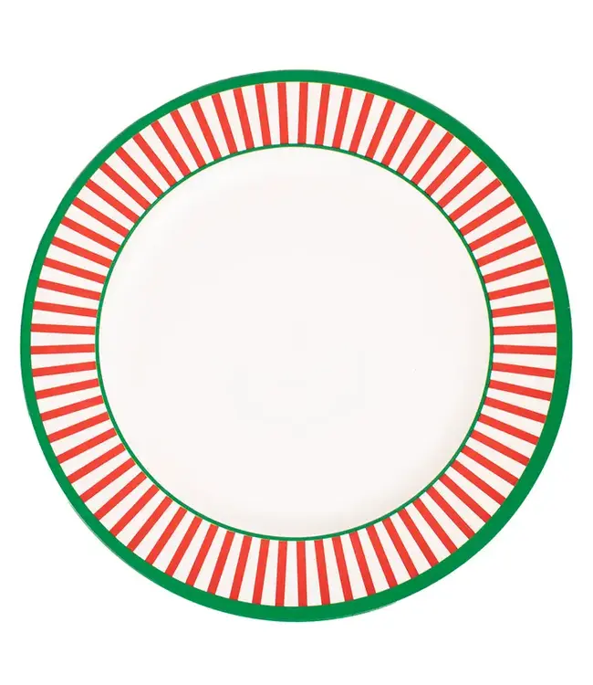 Christmas Stripe Charger White/Red/Green 13"