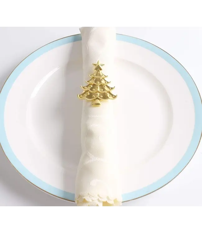 Christmas Tree Napkin Rings Gold 1.5"