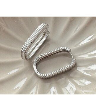 Large Ray Ribbed 2.0 Earrings - Silver