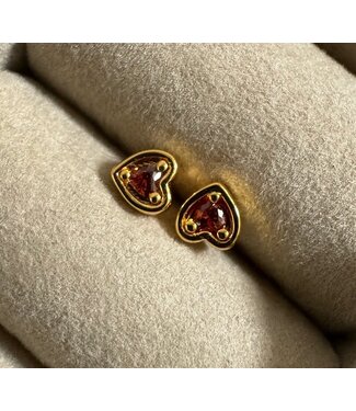 Mini Ruby Heart Studs