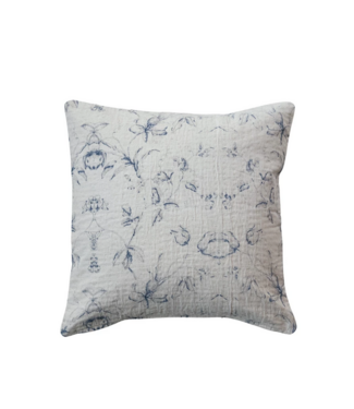 Cotton & Linen Printed Pillow W/ Floral Patt