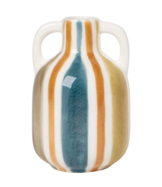 Rustic Stripe Ceramic Bud Vase