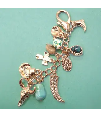 Western Porcelain Cross Boot Cowboy Hat Bag Charm