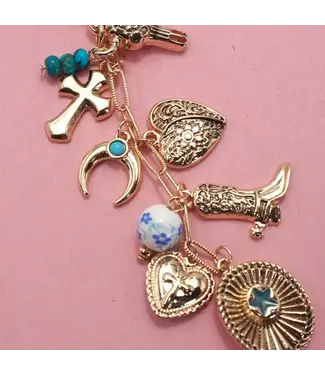 Western Cross Hat Boot Heart Bag Charm