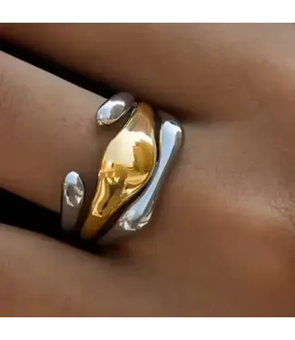 HoopLa Mia-Triple Two Tone Ring Stack-7