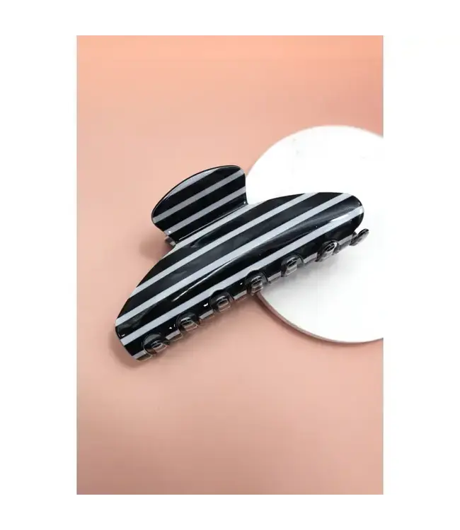 Jumbo Stripe Plaid Oval Hair Claw Clip