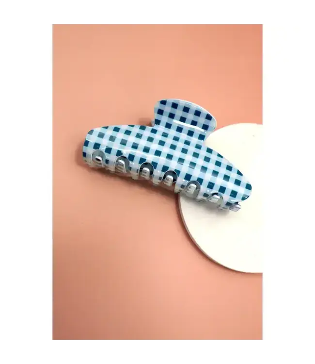 Jumbo Stripe Plaid Oval Hair Claw Clip